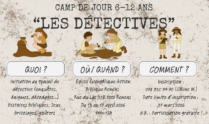 les détectives affiche pour le camp de jour